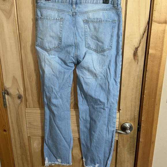 Muselook Distressed Light Blue Women's High Rise Distressed Mom Jeans - Picture 4 of 6